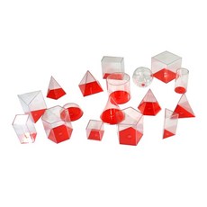 旭陽教育用品社USL遊思樂 17形幾何容器(10cm紅蓋)透明幾何形體容器 數學教具 台灣製ST安全玩具, 1套
