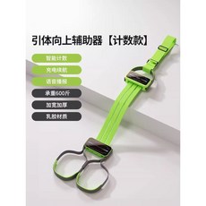 台灣出貨 懸掛式單槓訓練帶 單槓輔助引體向上助力帶輔助訓練器家用室內單槓彈力帶拉力繩健身輔助 健身器材 單槓室內室內單槓, 計數款【青春綠】智能計數 語音播