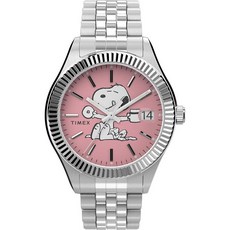 Timex 여성용 피너츠 x 워터버리 레거시 시계 핑크/실버 36mm Waterbury Legacy X Peanuts 3-Hand 팔찌 시계