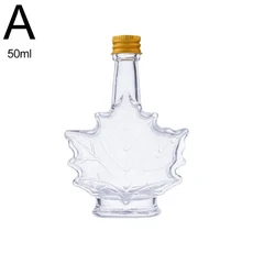 1개 50ml 미니 단풍잎 모양 위스키 알코올 병입용 와인 시럽 유리병 (뚜껑 포함) 주류/스카치용, 01 A