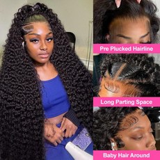 포커 페이스 13x4 HD 프론탈 가발 딥 웨이브 브라질 여성용 곱슬머리 인모 워터, 02 13x4 Lace Wig, 01 22인치, 02 150 Density