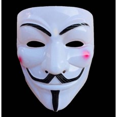 V怪客面具 加厚磨砂電鍍金銀 派對萬聖節街舞表演尾牙搞怪玩具, 1個, 加厚磨砂-白色, 白色