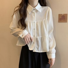 COSYEVNO 여성 봄 가을 블라우스 긴팔 셔츠 버튼 루즈핏 BCXcs-4