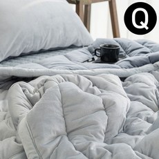 빌리 극세사 차렵이불 베개커버세트 퀸Q 민트그레이 nys+7747vN