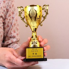 골드 미니트로피 문구 상장 제작 만들기/황금 우승, 트로피+금색라벨지1매