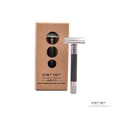 GOODFORID美國Parker Shaving半斜口傳統刮鬍刀石墨黑，安全舒適，經典設計，輕鬆上手, 1個, 1