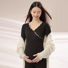 가을 겨울 임산부 긴팔 내복 세트 여성용 임산부 수유 내의 세트 긴팔 따뜻한 잠옷 상하세트 JXH