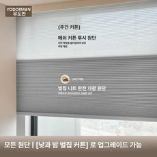 fre 무타공전동블라인드 자동 무타공블라인드, 1개, 1단계 주야 벌집커튼 니트 완전암막