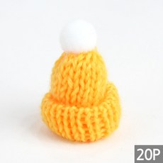 화분 크리스마트 트리 소품 장식 미니 방울 털모자 꾸미기 인테리어 가든픽 스투키, 옐로우, 20개