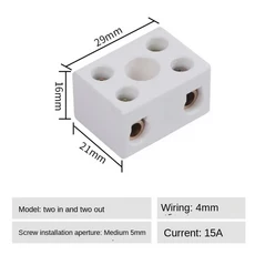 1입력 세라믹 배선 단자 블록 고온 저항 포스트 250V 구리, 가지고 다닐 수 있는, 07 15A 2 In 2 Out