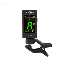 Fzone FT15 夾式調音器：適用吉他、貝斯、小提琴、烏克麗麗, 1個, Fzone FT-15+備用電池