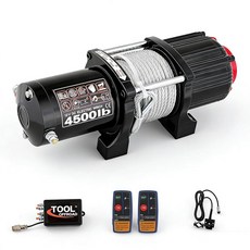 Tool Offroad 2 041.2kg(4500파운드) 12V 복구 윈치 스틸 로프 및 무선 리모컨 2개 포함 ATV/UTV 보트 트레일러 윈치용 방수 전기 윈치 블랙, Tool Offroad 2,041.2kg(4500파운드