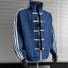 투니스 남성 사이드 스트라이프 매듭 단추 스탠딩 칼라 재킷