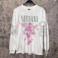 너바나 Nirvana 순면 긴소매 라운드넥 티셔츠 봄 가을 유니섹스 루즈핏 맨투맨 긴팔티