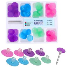 치과용 연마 디스크 모듬 키트 폴리셔 용품 4가지 색상 3가지 크기 40Pcs 의 및 컨투어링을 위한 스템 맨드릴 액세서리 포함, 4 Colors 2 Sizes
