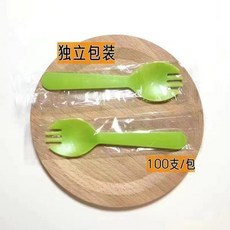磨砂獨立包裝一次性勺子/叉子 蛋糕甜品冰淇淋水果撈適用, 1個, 綠色加厚實用之選獨立,600支足量供應