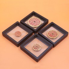 黃銅錢吊墜 古幣掛件 鎮宅擺件 仿古工藝 37mm 紅油山鬼 禮品 風水+小號鎮庫五帝錢一套+符+相框
