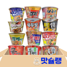컵라면 큰컵 12종 (신라면+육개장+김치+무파마+새우탕+오징어짬뽕+튀김우동+짜파게티+너구리+진라면매운맛+진라면순한맛+참깨라면), 1박스