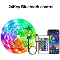블루투스 USB LED 스트립 라이트 5V USB RGB 조명 유연한 LED 램프 테이프 리본 RGB 자가 접착 TV 백라이트, 02 Bluetooth ler, 05 10m-32.8ft