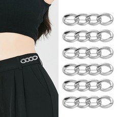 바지 허리조절 클립 줄이기 수선 꽈배기 옷핀 6p, 6개, 실버