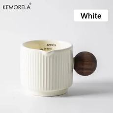Kemorela 3oz/90ml 세라믹 측정 컵 에스프레소 추출 전송 밀크 스케일 주방 도구, 03 White