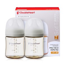 더블하트 모유실감 3세대 PPSU 모먼트 젖병 트윈팩(젖꼭지미포함), 오후의베이지, 160ml, 1세트