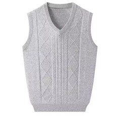 VVRR 남성 가을겨울 조끼 V넥에 질감 디자인의 무스 슬리브와 무지 컬러의 캐주얼 니트 베스트 Z0112826