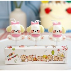 리본강아지초 강아지캔들 애견케이크초