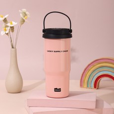 베이제 316스테인리스 대용량 손잡이형 빨대컵+직수형 휴대용 디자인 텀블러 KTB-04, 1개, 700ml, 핑크