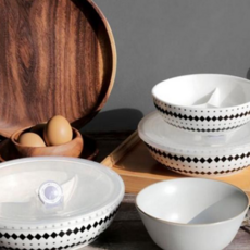 찬기 일체형 모던 세칸 블리스 반찬 주방 세라믹 세트 79000EA 1EA, 1.포인트라인나눔찬기, 대(2p)