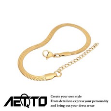 AETTO 金色寬版醫療鋼蛇骨鍊 刀片鍊 手鍊 飾品
