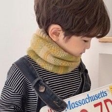 아동 겨울 목도리 남녀공용 스트라이프 보온 소프트 털, 아보카도 그린