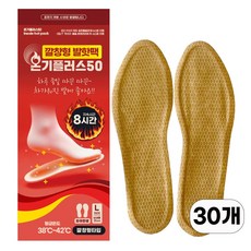 온기플러스50 깔창형 발핫팩 좌우세트 남성용 250mm L, 30개