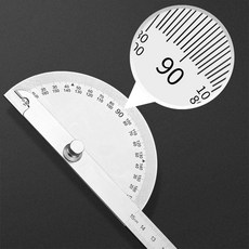 스틸180도각도기 투명각도기 분도기 눈금자 직자 측정자 회전 쇠자RAM, 단품, 상세페이지 참조, 1개