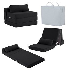 티타 접이식 소파 침대 전환형 침대 의자 수납 가방 포함 트라이 접이식 매트리스 거실용 접이식 침대 바닥 소파 기숙사/게스트 사용/여행용 휴대용 접이식 침대 바닥 소파 싱글, Black