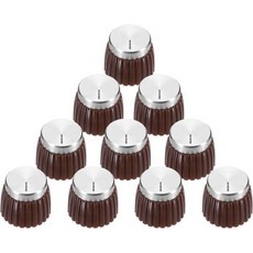 메카닉시티 10개 세트 기타 앰프 푸시 온 피트 노브 6mm/0.24인치 직경 포텐셔미터용 볼륨 및 톤 컨트롤용 브라운-골드 색상 기타 베이스 부품 크롬, Brown-Silver