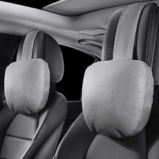 YJY몰 차량용 소프트 부드러운 목쿠션 편아나고 포근한 압력분산 머리받침 악세사리, 연브라운