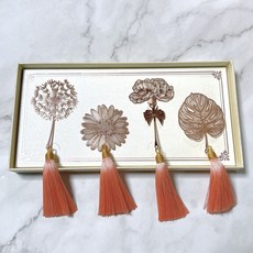 네이처마크 책갈피 선물세트, 4개, 메탈 핑크