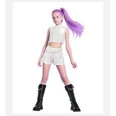 【Cherry】K-POP獵魔女團cos服白色打歌服黑金魯米米拉佐伊萬聖節兒童舞臺表演服, 1套, 獵魔女團E款三件套