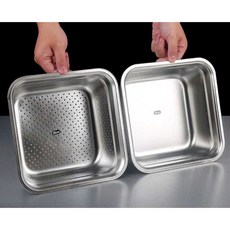 미니 설거지통 사각 수납통 소형 바구니 스텐 바스켓 탕비실 01. 정사각 스텐 21cm, 08. 정사각 스텐 (타공형) 21cm, B. 정사각형 슬래터리 21CM