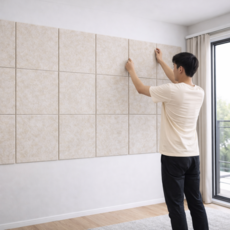 리파니 접착식 인테리어 방음판 흡음재 문소음차단 벽부착 차음패널, 12개, 베이지