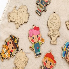 추천마켓1000 우드인형 직업 요리사 1개 디자인교구