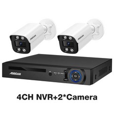 dvr 자가설치 카메라 DVR본체 8MP 보안 시스템 키트 4K 오디오 마이크 H.265 POE NVR AI 컬러 야간 홈 감시 야외 Xmeye 세트, 브라질, 4CH NVR and 2 Camera