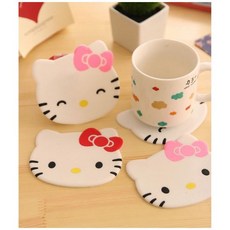 산리오 헬로키티 컵받침 미끄럼방지 4p 1세트, 1개, 레드2p,핑크2p