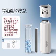 휴대용 인슐린 냉장고 가정용 충전 약품함 온도표시, 화이트미니 표준 냉각봉 2, 1L