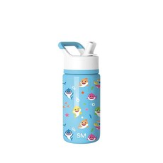 Simple Modern 아동용 서밋 빨대 뚜껑이 있는 물병 | 아기 상어 414ml(14온스) 스테인리스 스틸 컵 단열 텀블러 유아 학교용 | 아기 상어 친구들, 아기 상어: 친구