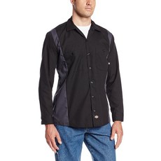 Dickies Occupational Workwear LL524BKCH MT 폴리에스터/면 남성용 긴소매 산업용 컬러 블록 셔츠 미디엄 톨 블랙/다크 차콜, 중간 키