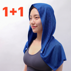 플라센 더 도톰해진 쿨링 스포츠타올 후드쿨타올 땀수건, 블루, 2개