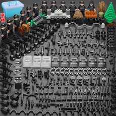 전쟁 피규어 모형 밀리터리 전투함 군인 산 미니어처 군사 특수부대 경찰 소년 조립식 작은 병사 교육용 장난감 퍼즐., [61] 플라잉 타이거 엘리트 플레이어 12명 방패 1