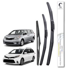 레이븐 토요타 시에나 와이퍼 운전석+조수석 세트 700+500 3세대 4세대, 전면+후면 와이퍼세트, 뉴 시에나 (3세대: 12년~20년) 2820+16